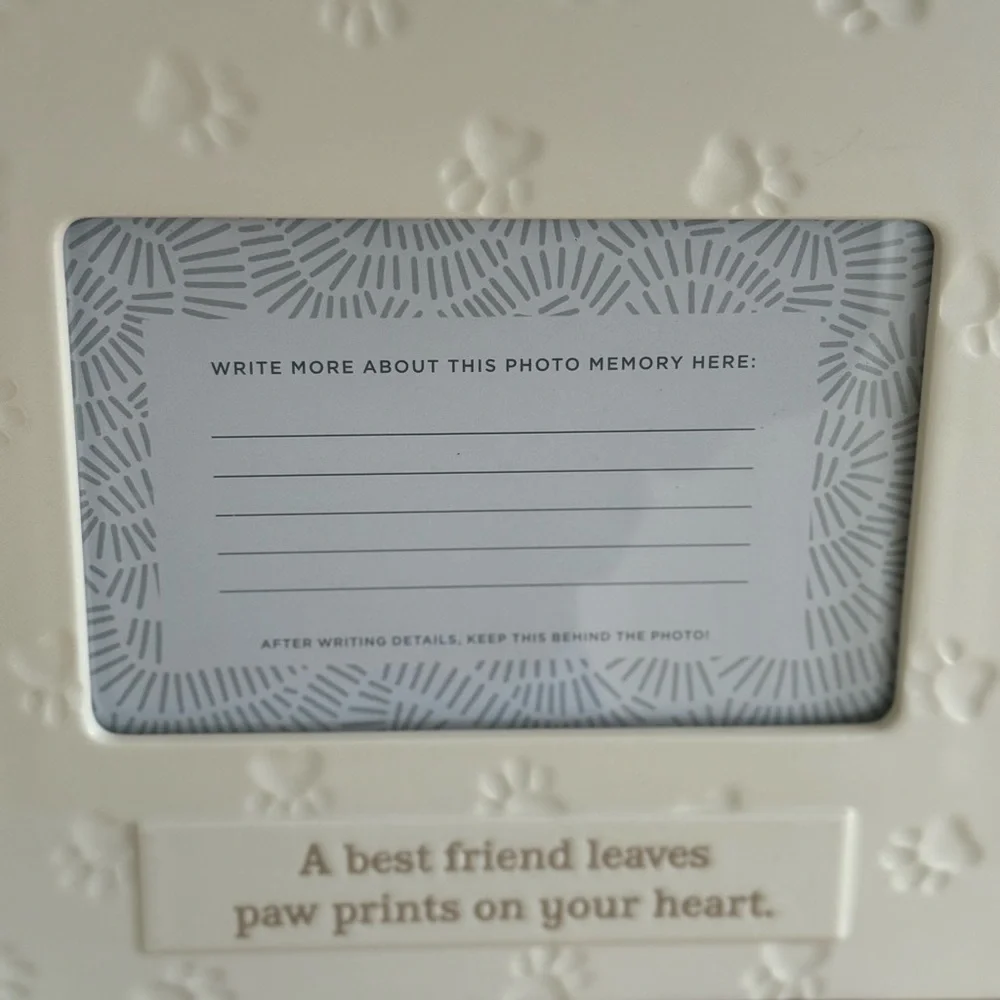 Hallmark Paw Print Embossed Ceramic Photo Frame Cream Dog, Cat